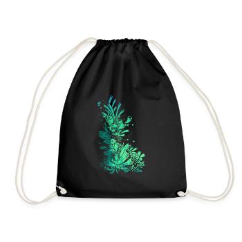 underwater aquarium sea fish lake diving - Drawstring Bag - black - Front