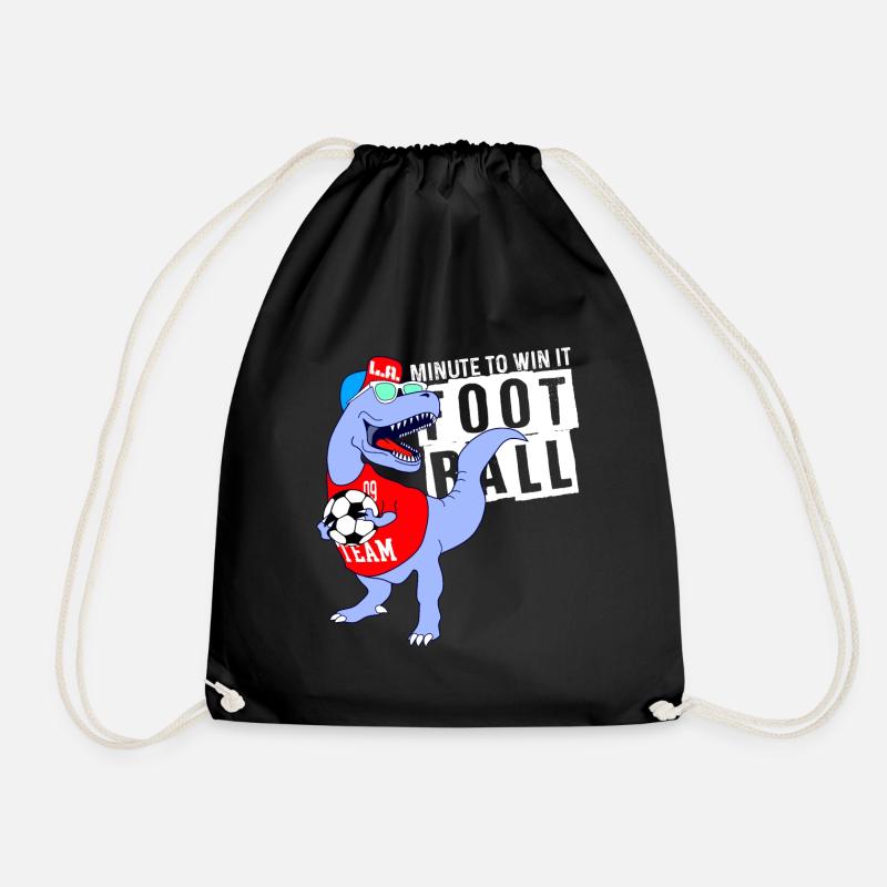 Football T-Rex dinosaur - Drawstring Bag - black