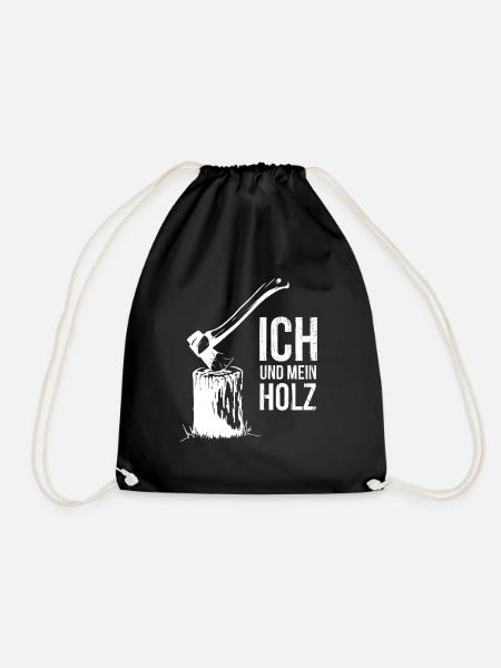 Ich und Mein Holz | Cooles Beil Brennholz Geschenk - Turnbeutel - Schwarz
