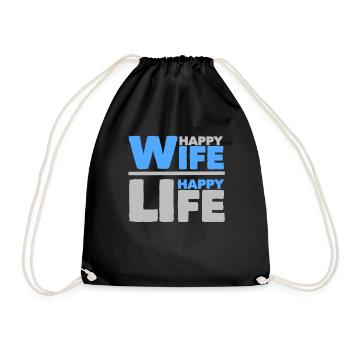 Femme heureuse - vie heureuse - Sac de sport léger - noir - Devant