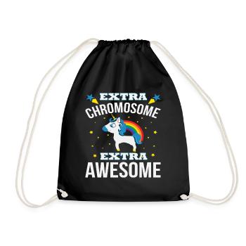 Unicorn Down Syndrome Trysomy 21 Children Gift - Drawstring Bag - black - Front