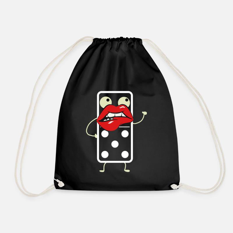 Domino Lips - Drawstring Bag - black