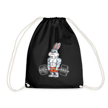 Ostern Osterhase Bodybuilding Fitness Sport Shirt - Turnbeutel - Schwarz - Vorne