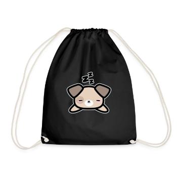 Cadeau de dessin de style mignon Kawaii Design Sleeping Dog - Sac de sport léger - noir - Devant