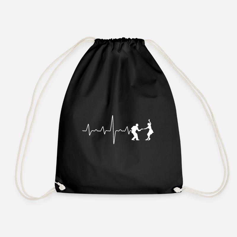 Swing heartbeat - Drawstring Bag - black