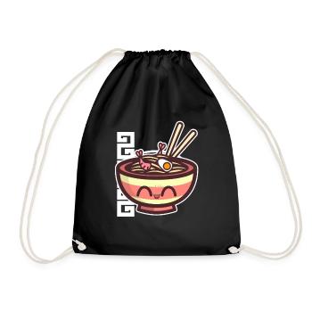 Love Ramen Noodles Kawaii Style design Gift - Drawstring Bag - black - Front