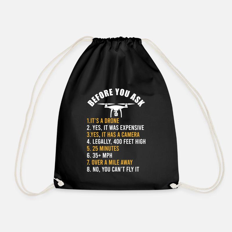 Drohne Drohnenpilot Geschenk Lustier Spruch Witz - Turnbeutel - Schwarz