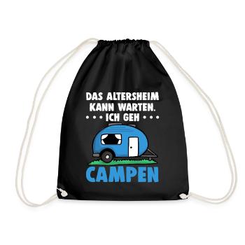 Camper Camping Wohnwagen Wohnmobile Geschenk Mann - Turnbeutel - Schwarz - Vorne
