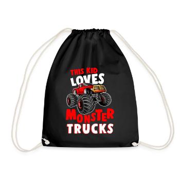 This kid loves monster trucks Jugen Kinder - Turnbeutel - Schwarz - Vorne