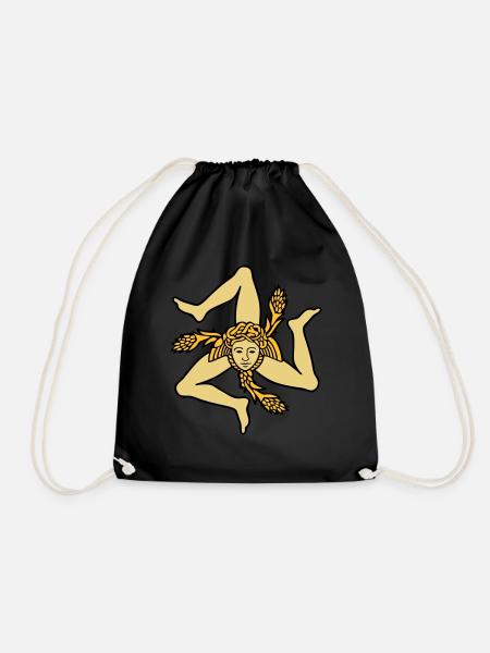 Sicily Trinacria Sicilian Flag Sicilia - Drawstring Bag - black