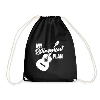 Retired guitar pensioner guitarist musician pension - Drawstring Bag - black - Front