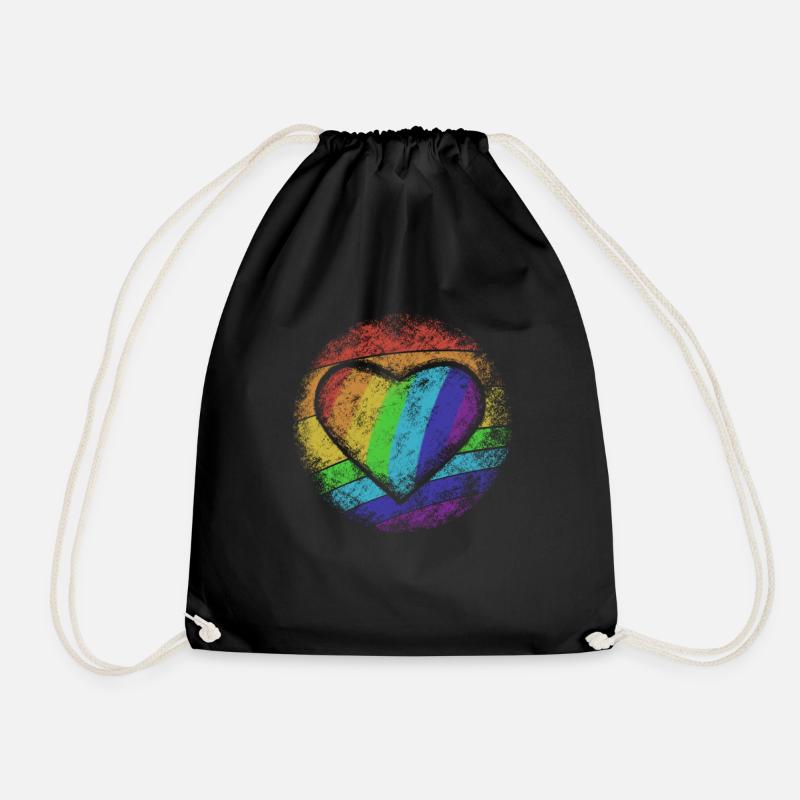 Rainbow Heart - Turnbeutel - Schwarz