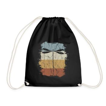 Dragonfly Fan Retro Vintage Dragonfly Silhouette - Drawstring Bag - black - Front