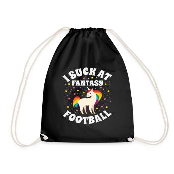 I Suck At Fantasy Football Unicorn Loose Gift - Drawstring Bag - black - Front