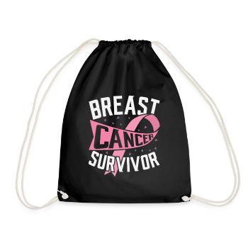 Breast Cancer Survivor Support Pink Gift - Drawstring Bag - black - Front