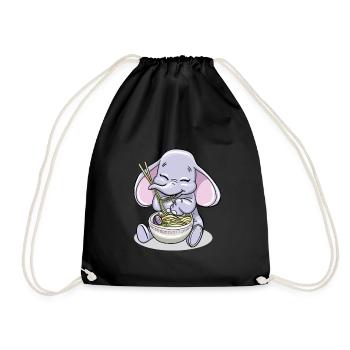 Kawaii Baby Elephant Manger Rood Noodles - Sac de sport léger - noir - Devant