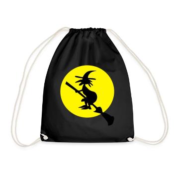 witch and full moon - Drawstring Bag - black - Front