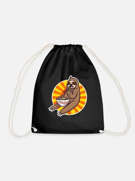 Kawaii Paresseux Manger Des Nouilles Ramen - Sac de sport léger - noir
