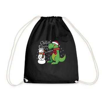 Noël drôle T-Rex Bonhomme de neige dinosaure - Sac de sport léger - noir - Devant