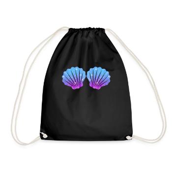 mermaid seashell - Drawstring Bag - black - Front