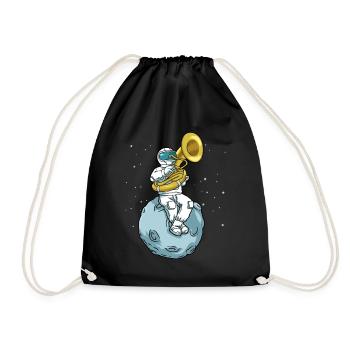 Sousaphone Tshirt Astronaut Brass Band Tuba - Drawstring Bag - black - Front