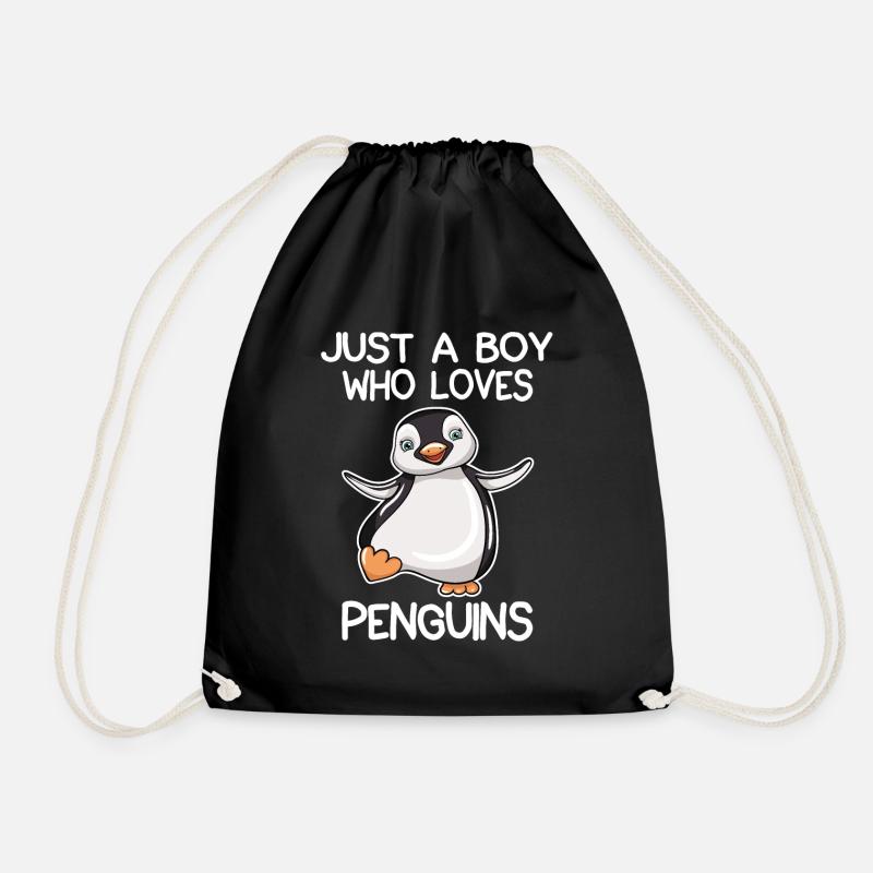 Just A Boy Who Loves Penguins - Drawstring Bag - black