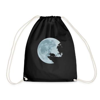 Armadillo in the Full Moon Pangolin Funny Gift - Drawstring Bag - black - Front