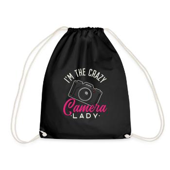 Crazy Camera Lady - photographe appareil photo photographie - Sac de sport léger - noir - Devant