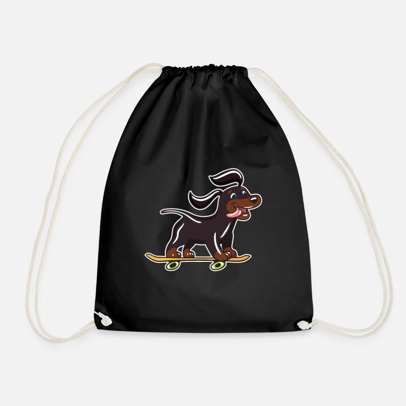 Skateboard Hund - Turnbeutel - Schwarz