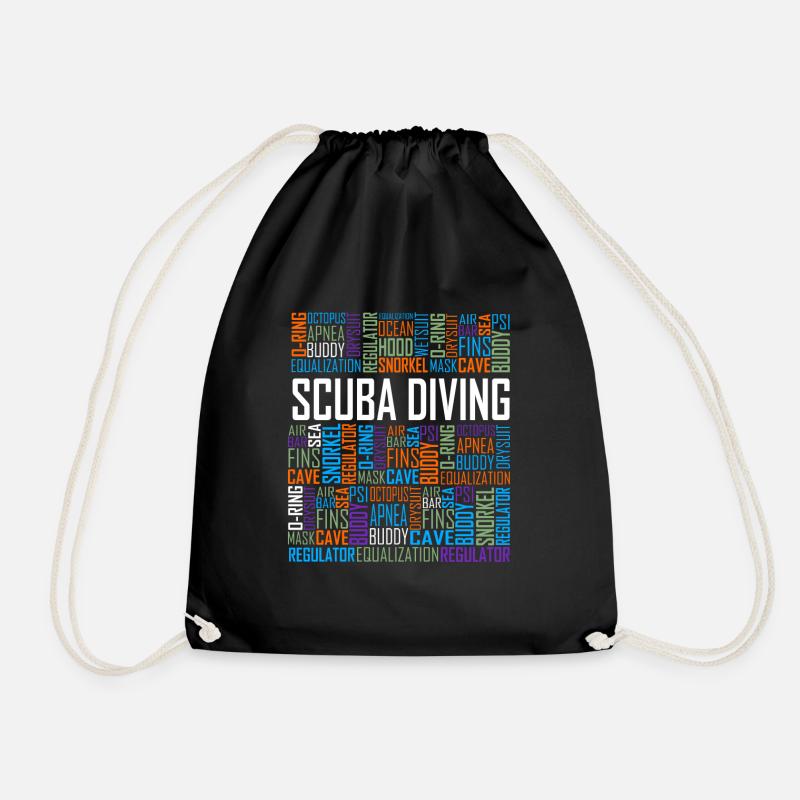 Scuba Diving Words - Drawstring Bag - black