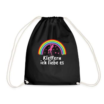 Bouldern Klettern Bergsteigen Felsen Frau Geschenk - Turnbeutel - Schwarz - Vorne