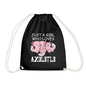 Axolotl Shirt Mädchen Unterwasserlebewesen Axolotl - Turnbeutel - Schwarz - Vorne