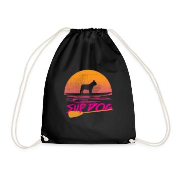 Stand Up Paddling Französische Bulldogge Geschenk - Turnbeutel - Schwarz - Vorne