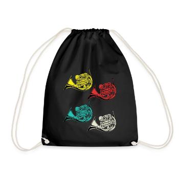 Horn Tshirt Orchestra Big Band Vintage French Horn - Drawstring Bag - black - Front