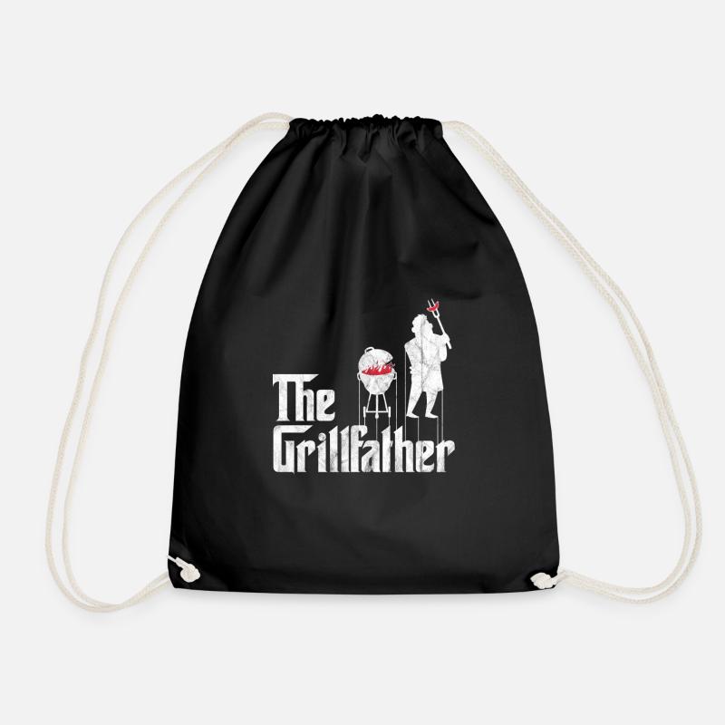 Grillfather Grill Grillmeister grilling gift - Drawstring Bag - black