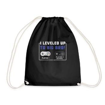 Level Up Gamer Zocker Big Bro Bruder Geschenk - Turnbeutel - Schwarz - Vorne