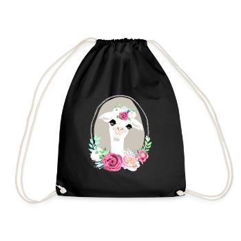 Idée de cadeau d'anniversaire Lama Flower Power - Sac de sport léger - noir - Devant