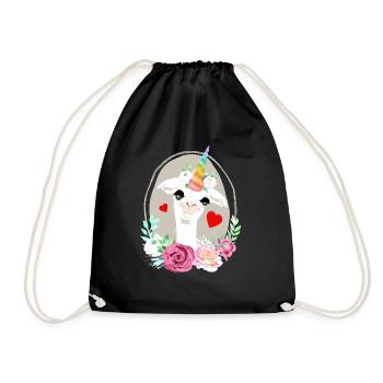 Lamacorn llama unicorn gift idea birthday - Drawstring Bag - black - Front