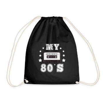 Retro Vintage 80er Geschenkidee - Turnbeutel - Schwarz - Vorne