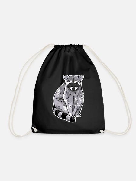 Raccoon - Drawstring Bag - black