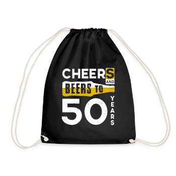 Cheers And Beer To 50 Years Shirt Funny Drinking - Drawstring Bag - black - Front