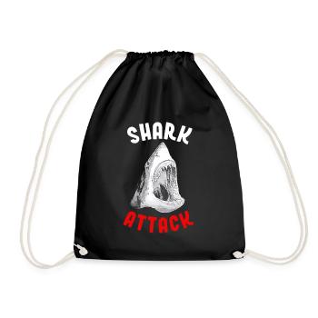 Shark Attack Danger Funny Beach Gift Idea - Drawstring Bag - black - Front
