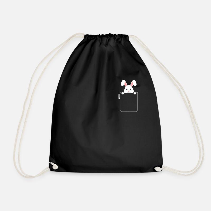 Hase in Tasche mit Label - Turnbeutel - Schwarz