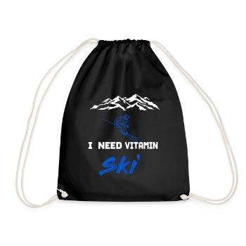 Besoin d'un cadeau de conception de ski de sports d'hiver de ski de vitamine - Sac de sport léger - noir - Devant