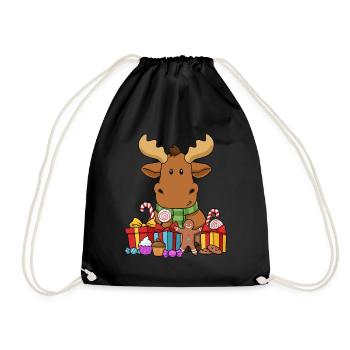 Weihnachtsgeschenke Elch Shirt Weihnachtsbaum Elch - Turnbeutel - Schwarz - Vorne