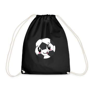 kawaii soccer - Drawstring Bag - black - Front