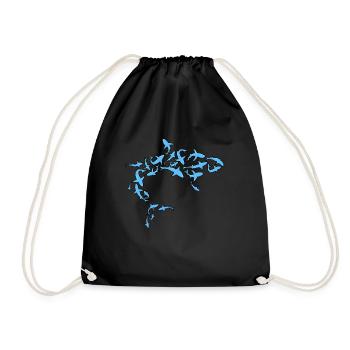 Big shark from many small sharks gift - Drawstring Bag - black - Front
