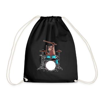 Drummer Katze spielt Schlaugzeug Musiker Geschenke - Turnbeutel - Schwarz - Vorne