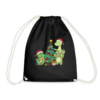 Chemise Dinosaure Enfants Brachiosaure de Noël - Sac de sport léger - noir - Devant