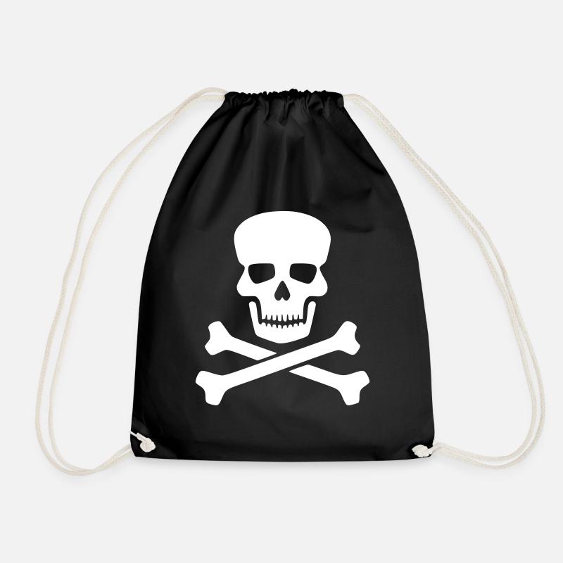 Totenkopf weiß Geschenk Geschenkidee - Turnbeutel - Schwarz